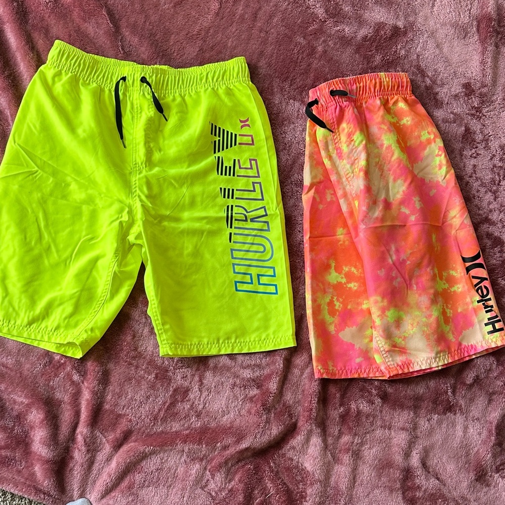 Hurley Vibrant Yellow and Pink/Orange Swim Shorts